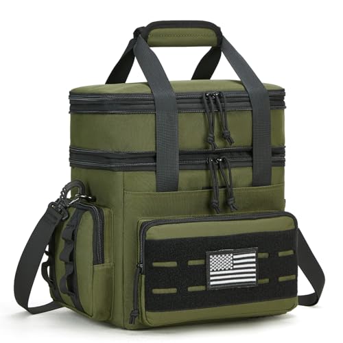 Image of holuxer Tactical Lunch Bag & Lunch Box for Men - Large Double Deck Expandable Insulated Soft Adult Lunchbox for Work - Cooler Bag for Beach, Picnic, Camping,Outdoor,Travel (Green,16L)
