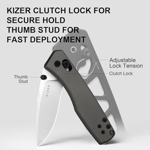 Image of Kizer Aegis EDC Pocket Knife, 2.8 inch AEB-L Steel Drop Point Folding Knife