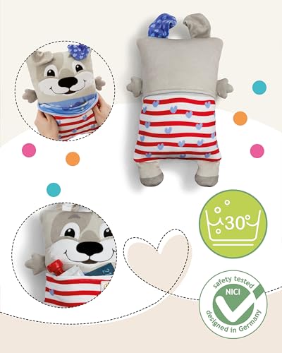 NICI Cosidoo Kuscheltier Hund mit Wendefunktion 30x20cm - grau - Weiches Plüschtier – Für kleine Kuscheltierliebhaber zum Kuscheln & Spielen. Ideal für Zuhause, den Kindergarten oder unterwegs - 62291