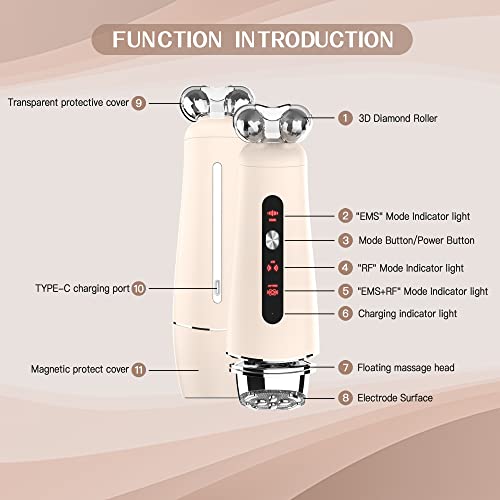 Radio Frequency Facial Machine - Dual Mode Home Use Anti-Aging Skin Tightening Rejuvenation Skin Care Device, Light Therapy For Wrinkles Lifting High Frequency Face Massager With Ems #TOP5