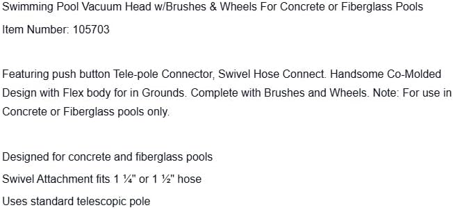 Replacement for Swimming Pool Vacuum Head w/Brushes & Wheels For Concrete or Fiberglass Pools OEM