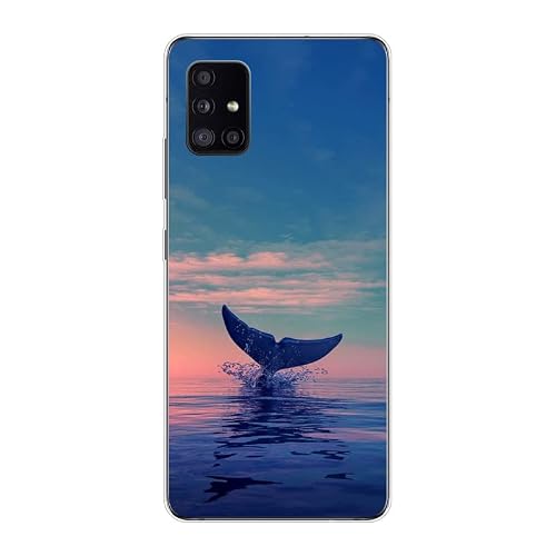 KARTXITAI Case Compatible with Samsung Galaxy A51 5G,Shockproof Slim Thin Silicone Protective Anti-Fingerprint Anti-Scratch Anti-Fall Phone Cover - Dolphins,Seaside