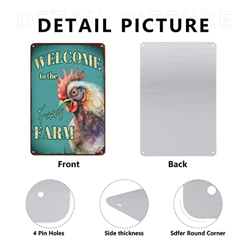 Sandilya Chicken Retro Metal Aluminum Sign,Art Retro Poster,Bedroom Cafe Home Pub Club Wall Signs Decor Vintage Aluminum Poster, 8X12Inch #TOP5