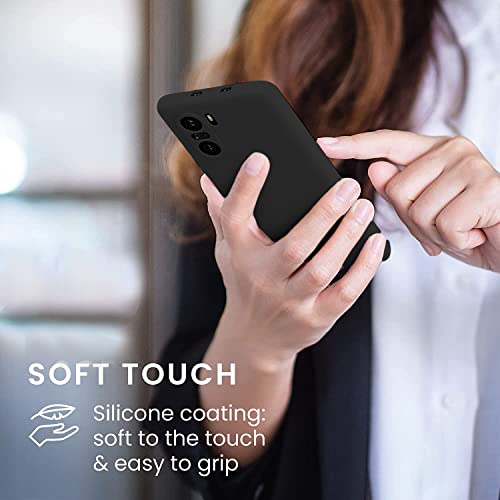 Image of LOXXO Liquid Silicone Case Microfiber Cushioning Compatible for Xiaomi Mi 11X Shockproof Slim Back Cover, Gel Rubber Full Body Protection - Black