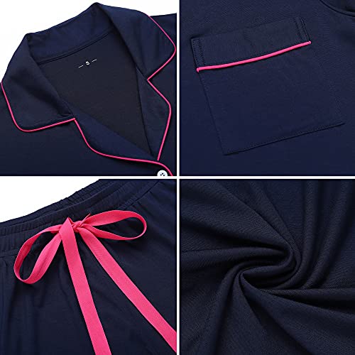 Leikar Womens Button Down Pajama Sets Two Piece Pj Sets Sleepwear Short Pjs Lounge Set #TOP4