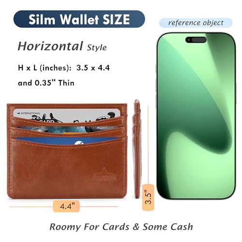 Image of Slim Wallet Minimalist Front Pocket RFID Blocking Men and Women Leather Wallets