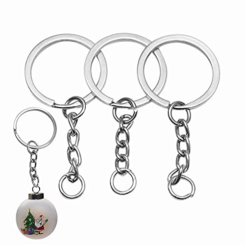 Anneau Porte Clé,Attache Porte Clé,100 Pièces Anneaux Porte Clés Avec Chaîne 27mm Split Porte Clef Anneaux Lot Métal Porte Clef et Anneaux Ouverts Set