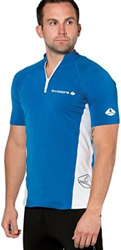 New Mens LavaCore Short Sleeve LavaSkin Shirt (4X-Large) with Front Zipper for Scuba Diving, Surfing, Kayaking, Rafting, Paddling & Many Other WaterSports (Navy Blue/White)
