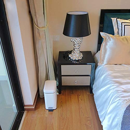 1.3 Gallon- Rectangular Small Steel Step Trash Can Wastebasket,Stainless Steel Bathroom Slim Profile Trash Can,5 Liter Garbage Container Bin For Bathroom,Living Room,Office And Kitchen,White #TOP5