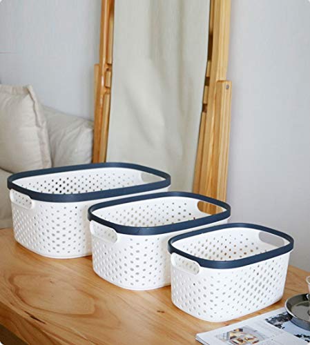 JiatuA Plastic Storage Baskets with Handles Cube Basket Shower Caddy Portable Storage Bins Organizer for Household Storage, Bedroom, Bathroom and Kitchen, 2 Pack White