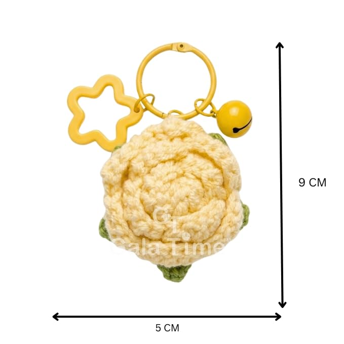 Image of Handmade Crochet Flower Keychain for Bags Keys Purse Backpack Cute Aesthetic Yarn Keyring Bag Charm Handmade Soft Thread Flower Keychain for Girls Women Kids Gifting and Daily Use