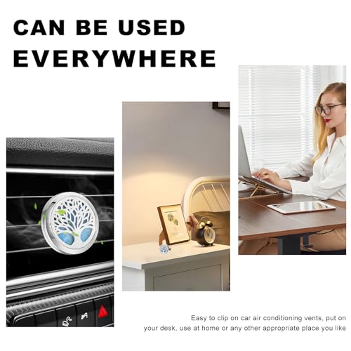 Image of KVAEY 2PCS 30mm Car Diffuser Vent Clips, Tree of Life Aromatherapy Essential Oil Diffuser Locket with 12 Felt Pads, Stainless Steel Car Diffuser Locket Air Freshener (Style 3)