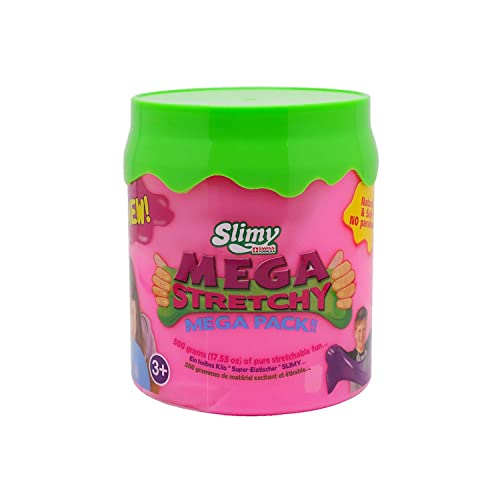 SLIMY Mega Stretchy 500 g en Rosa – Masa de Juego Original Slimy Mega Slime para niños, Muy elástica en la Caja de Regalo, plastilina elástica para Juguetes como Regalo para niños (Partir de 3 años)