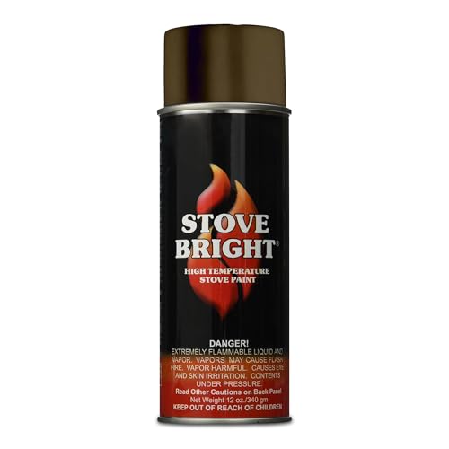 Stove Bright High Temp Paint - Honeyglo Brown - 8121 | Heat Resistant Spray for Wood Stove BBQ Grill Fireplace Engine | Satin Finish | Rust Resistant Metal Coating | Withstands 1200F | Primer Friendly