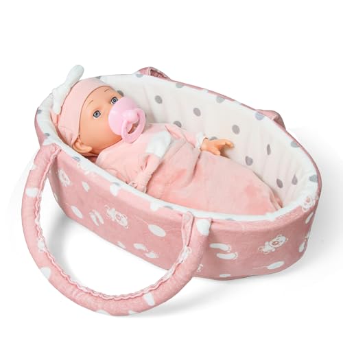 12 Inch Baby Doll Set - Washable Doll Accessories Includes Cradle Bassinet Bed, Pacifier, Hat, Socks, Pillow and Blanket, First Baby Dolls Playset Gift for Toddlers - Thumbnail 7