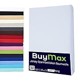Buymax Spannbettlaken Topper 140x200 cm Spannbetttuch 100% Baumwolle Jersey für Matratzentopper bis 9 cm Matratzenhöhe Bettlaken für Boxspringbett Topper, Weiß