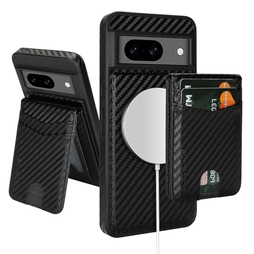SkyEagle Compatible Magsafe 2 in 1 Detachable Google Pixel 8 Wallet Case with Card Holder Women Men,Magnetic PU Leather RFID Blocking Flip Kickstand Credit Slots,Phone Case for Pixel 8 6.2