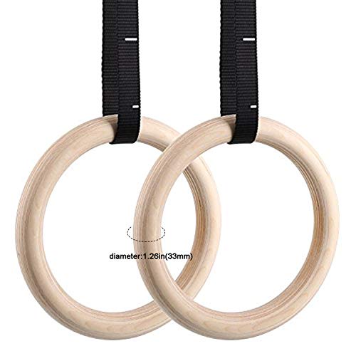 image for Kdpranky Wood Gymnastics Rings 1500lbs Calisthenics Equipment with 15f