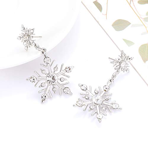 Nvenf Snowflake Dangle Earrings For Women Girls Winter Holiday Snowflake Earring Studs Christmas Gifts (Silver) #TOP4