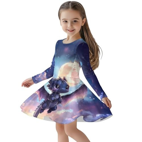 Dresses for Girls 2-14 Years Casual Flared Midi Dress 2025 Fall Long Sleeve Dresses Party A-line Swing Dress3
