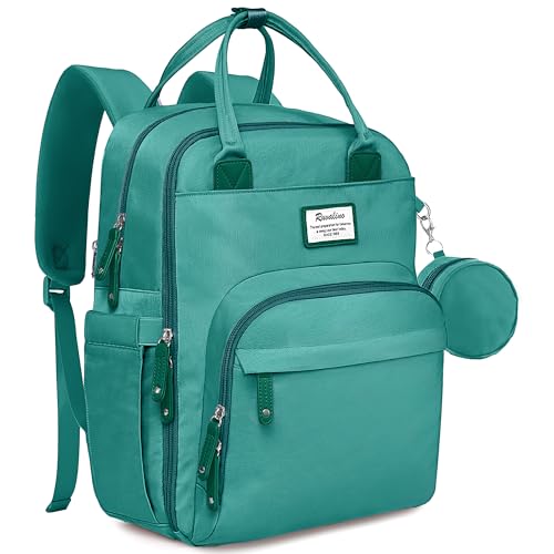 Image of RUVALINO Diaper Bag Backpack-Multifunction Baby Travel Bag with Changing Pad, Insulated Bottle Holders & Pacifier Case, Large Capacity, Waterproof, Turquoise