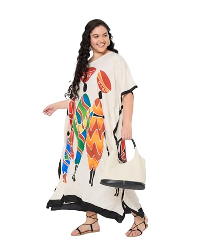 Image of Gypsie Blu Women Plus Size Kaftan Dress Beach Cover Up Maxi Dresses for Women, V-Neck Kimono Sleeve 1X-3X