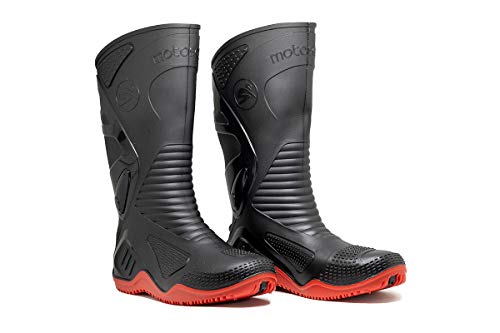 Bota Motociclista Impermeável Cano Longo Pvc Motosafe Bracol Tamanho:37;Cor:Vermelho Preto