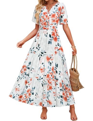 ZESICA Women's 2026 Summer Spring Floral Boho Maxi Dresses Casual
