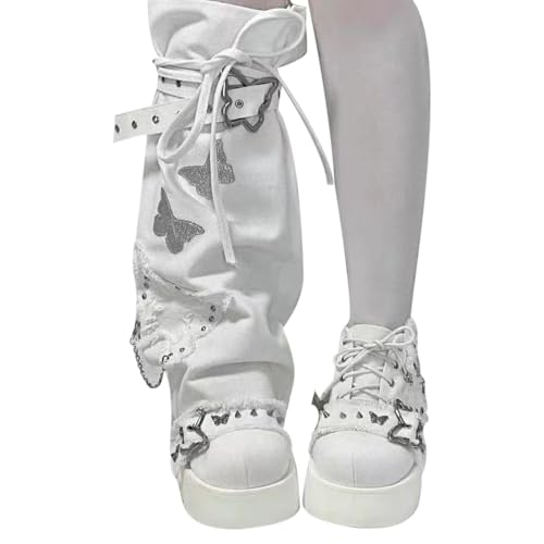 Generisch Calentador de piernas para mujer - Punk Beinling con cadena y mariposa, disfraz de cosplay calcetines altos, para mujeres, niñas y niños en invierno, otoño, Navidad, Halloween al aire libre