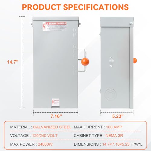 Mujurur 100A Generator Transfer Switch,24000W General-Duty Double-Throw Safety Switch,120/240-Volt Transfer Switch,Stronger Stability Manual Transfer Switch,Meeting Nema 3R Standards For Outdoor And Indoor thumb #5