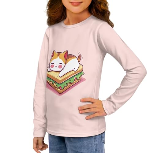 Image of Long Sleeve Shirts for Girls Casual Crewneck Tops Fall Winter Outfits for 3-16 Years Old