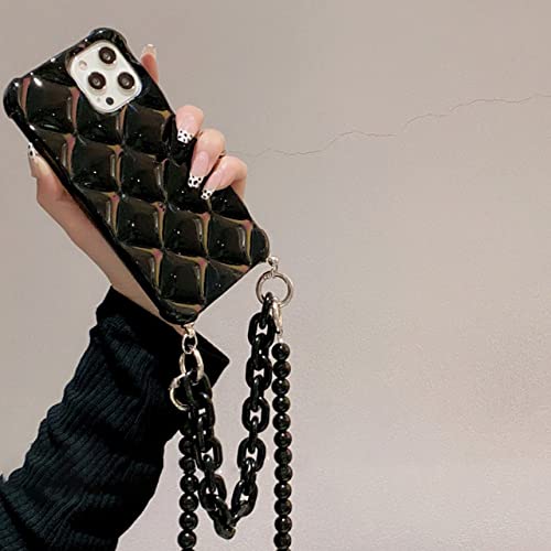 Étui de téléphone de chaîne de collier pour iPhone 12 bandoulière losange