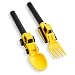 Dinneractive Utensil Set for Kids - Construction Themed Fork and Spoon for Toddlers and Young Children - 2-Piece Set - Yellow