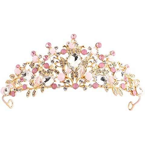 Alytimes Princess Tiaras for Girls, Crystal Tiara Pearl Princess Crown Headband, Princess Tiara Headband for Birthday, Celebration, Holiday,Costume Party (A) Cover