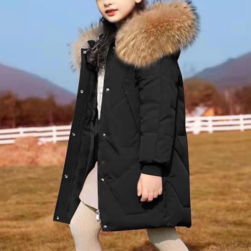 XUNRYAN Girls Winter Puffer Jackets Warm Down Coat Faux-Fur Hooded Anorak Thicken Parka Overcoat Outerwear Fashion Clothes2