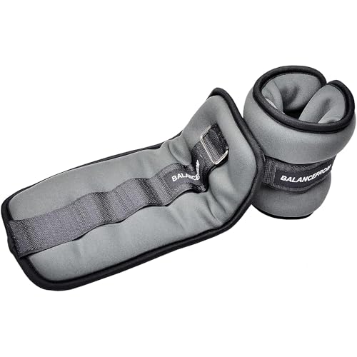 Signature Fitness Fully Adjustable Ankle Wrist Arm Leg Weights, 3 lbs each (6-lb pair), Gray