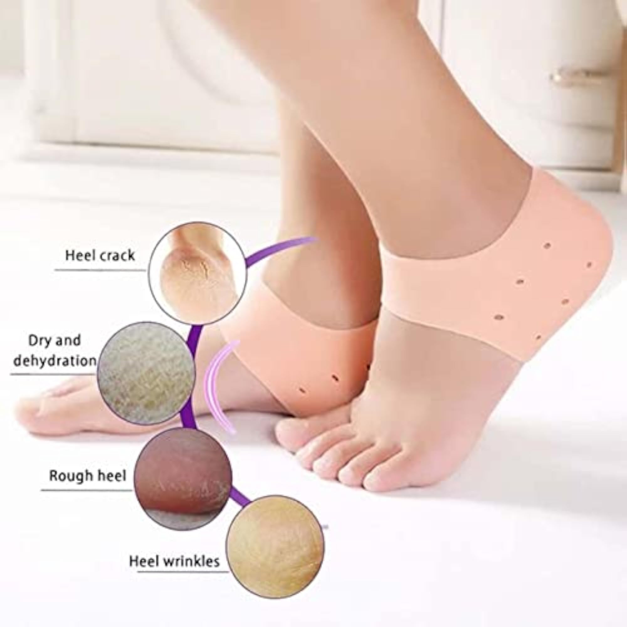 Half Heel Socks Anti Crack Silicone Gel Foot Protector