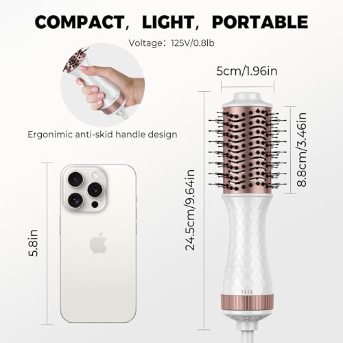 Image of Blow Dryer Brush,Travel Hair Dryer Brushs, 4-in-1 Hot Air Brushs-with for Drying, Straightening, Curling & Volumizing, Mini Ionic Thermal Brush Hair Dryer-for Women