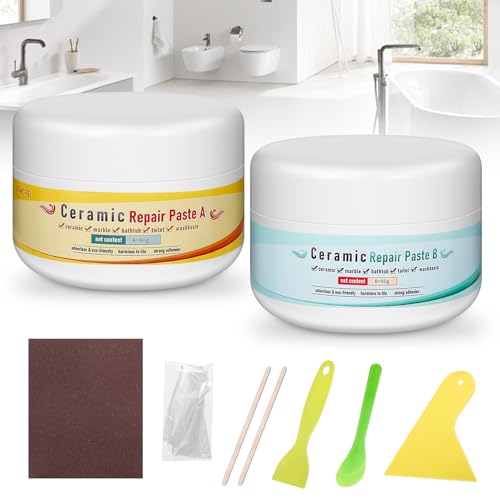Kit de Réparation Baignoire, Kit Reparation Carrelage, Kit de Réparation D'émail, Kit de Réparation de Receveur de Douche en Évier, pour réparer les...