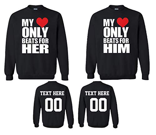 My Heart Only Beats for Her/Him Couple Black Hoodie,Crewneck,Tshirt,Tank top