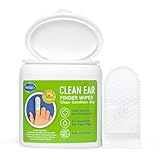 Helse Ear Cleaning Finger Glove - Human Ear Brush - Safely Remove Earwax, Sweat, Oil & Dirt Around, Behind & Inside Ears - Gentle Soft Earlobe Cleaner Wipes for Babies, Adults & Pets (50 Count)