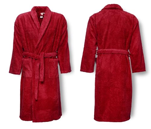 Albornoz para parejas, 100% algodón egipcio, de lujo, súper suave, toalla de rizo, albornoz de calidad de hotel, albornoces unisex, rosso, XL