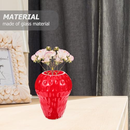 Vase en verre rouge fraise moderne pour table basse décorative