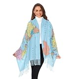 OTVEE Women's Fashion World Map Scarves for Winter,Long Scarves for Women with Fringe,Super Soft Cashmere Feel Scarf Wraps and Pashminas for Women Ladies Girls