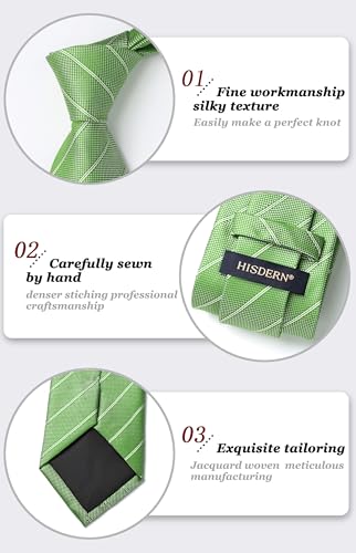 Image of HISDERN Mens Striped Ties Classic Silk Woven Tie and Pocket Square Set Formal Business Necktie Handkerchief for Wedding