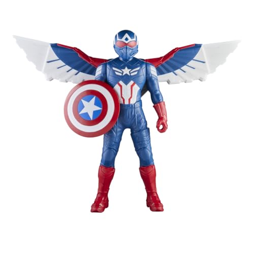 Marvel Avengers Captain America : Brave New World Flight Mode Figurine d'action avec Accessoires, Jouets Super héros de 22 cm pour Enfants à partir de 4 Ans