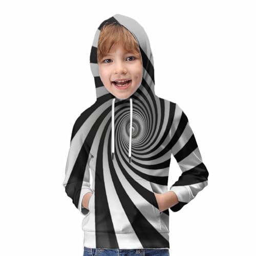 Sweat à capuche 3D pour enfants 11-13Y avec impression durable à rayures