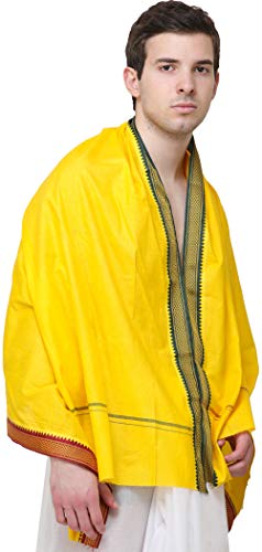 Plain Angavastram with Zari-Woven Border - Pure Cotton2