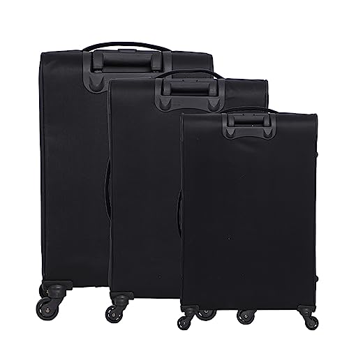 Image of Elegant Blck Trolley Bag Black Soft Luggage Trolley /Travel Bag 4 Wheel Luggage Suitcase for Travelling Set of 3 (22, 26 and 30 Inches)