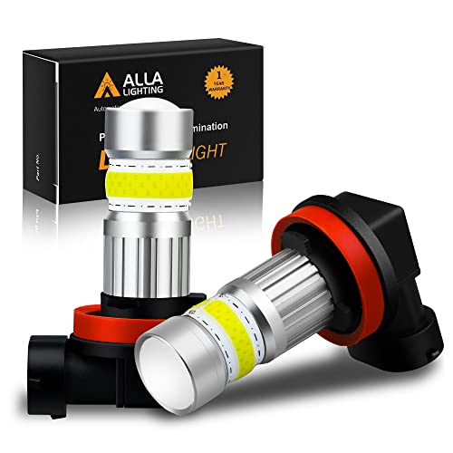 Alla Lighting 2800lm H8 H11 LED Fog Lights Bulbs, 6500K Xenon White Xtreme Super Bright High Power COB-72 SMD Cars Trucks H16 Replacement